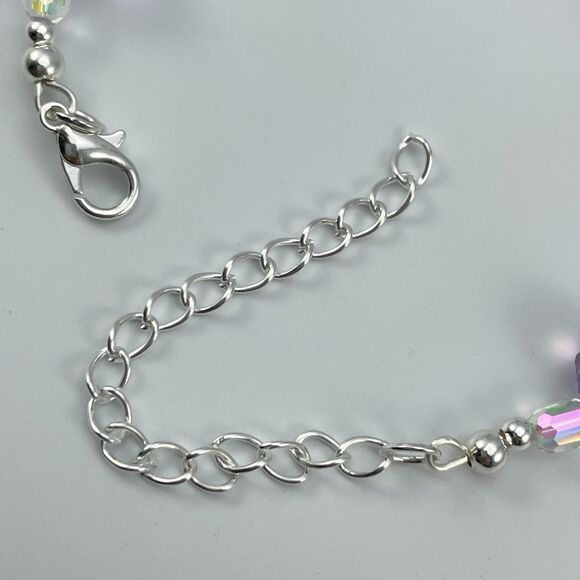 Purple AB Teardrop Glass Beaded Silver Tone Classic Boho Artisan New Handcrafted - Picture 3 of 5